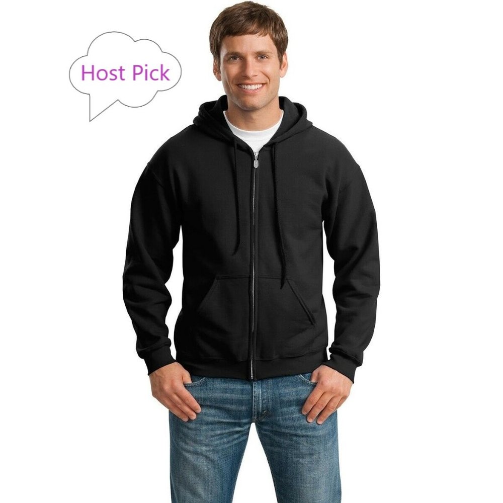 Black Hoodie Full Frontal Zip Long Sleeves
